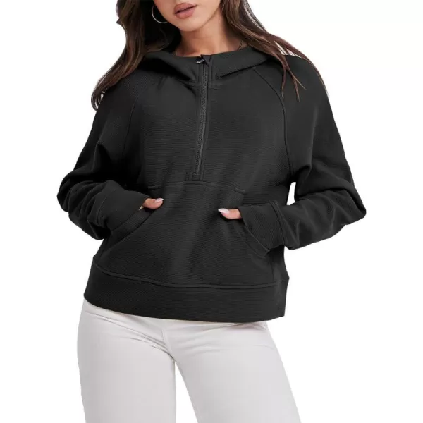 imageANRABESS Half Zip Sweatshirts Cropped Hoodies Fleece Womens Quarter Zip Up Pullover Sweaters Fall Outfits 2023 Winter ClothesBlack