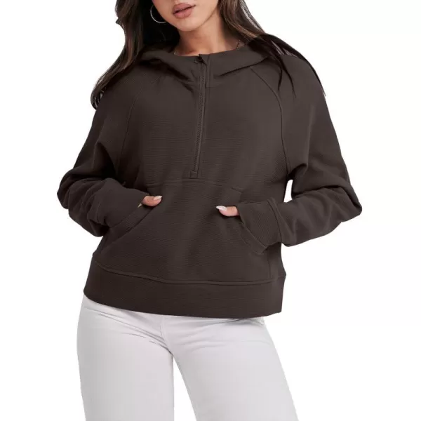 imageANRABESS Half Zip Sweatshirts Cropped Hoodies Fleece Womens Quarter Zip Up Pullover Sweaters Fall Outfits 2023 Winter ClothesCoffee