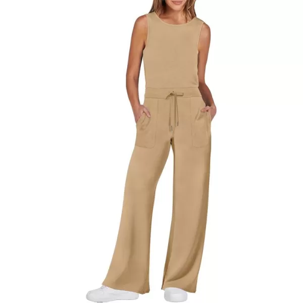 imageANRABESS Jumpsuits for Women 2024 Casual Summer Dressy Romper Sleeveless Wide Leg Long Pants Outfits JumperKhaki