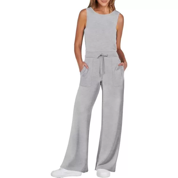 imageANRABESS Jumpsuits for Women 2024 Casual Summer Dressy Romper Sleeveless Wide Leg Long Pants Outfits JumperLight Gray