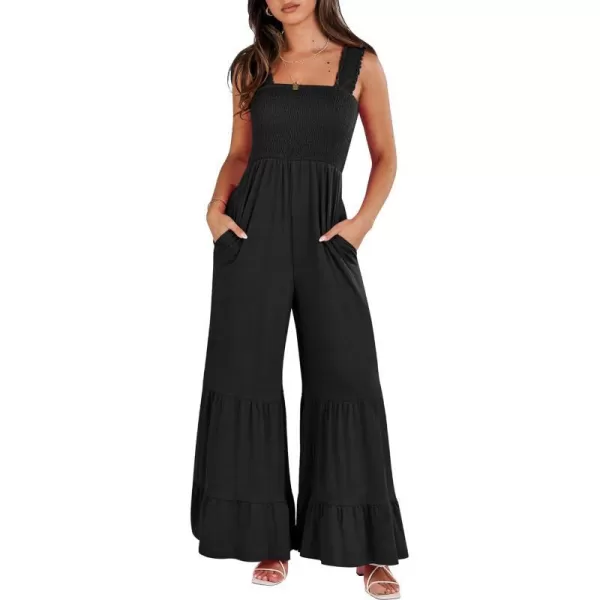 imageANRABESS Jumpsuits for Women Casual Jumpers Summer Sleeveless Loose High Waist Wide Leg Rompers with Pockets 2024Black