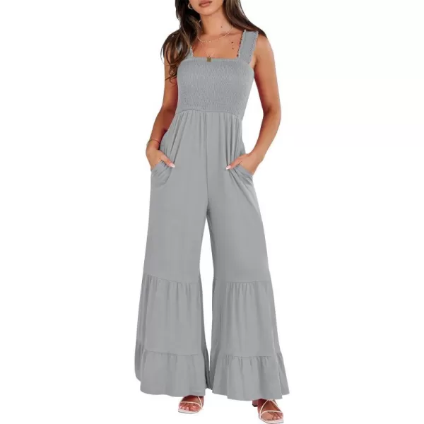 imageANRABESS Jumpsuits for Women Casual Jumpers Summer Sleeveless Loose High Waist Wide Leg Rompers with Pockets 2024Grey
