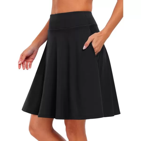 imageANRABESS Knee Length Skorts Skirts for Women with Pockets High Waisted Golf Tennis Skirts Casual Workout Builtin ShortsBlack