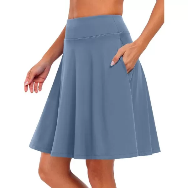 imageANRABESS Knee Length Skorts Skirts for Women with Pockets High Waisted Golf Tennis Skirts Casual Workout Builtin ShortsBlue