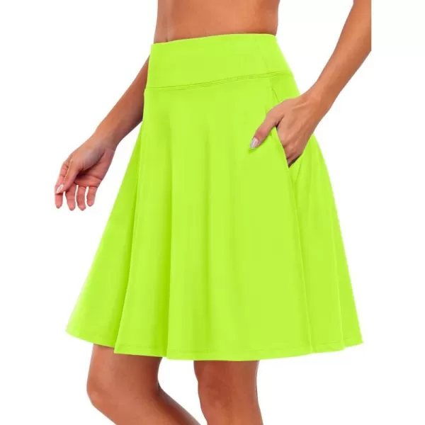 imageANRABESS Knee Length Skorts Skirts for Women with Pockets High Waisted Golf Tennis Skirts Casual Workout Builtin ShortsGreen