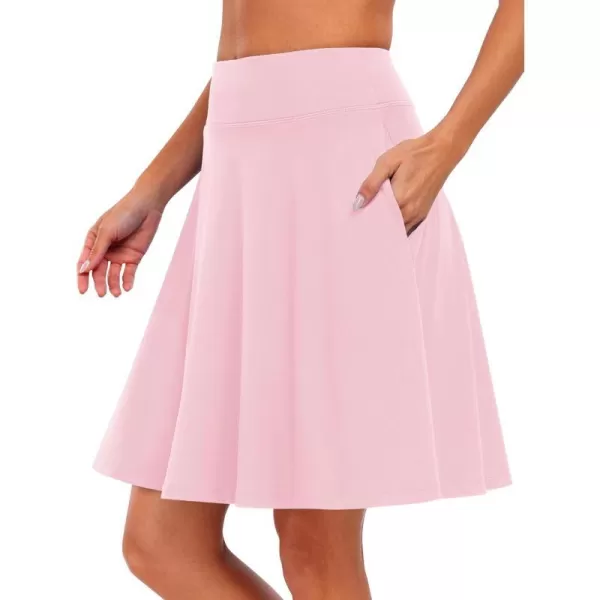 imageANRABESS Knee Length Skorts Skirts for Women with Pockets High Waisted Golf Tennis Skirts Casual Workout Builtin ShortsPink