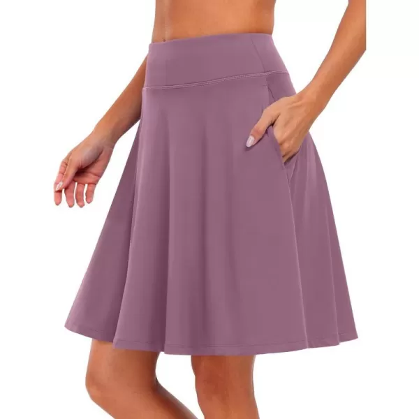 imageANRABESS Knee Length Skorts Skirts for Women with Pockets High Waisted Golf Tennis Skirts Casual Workout Builtin ShortsPurple