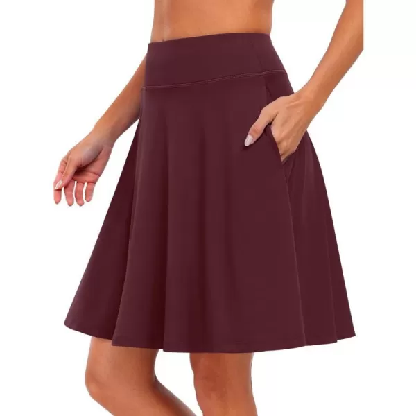 imageANRABESS Knee Length Skorts Skirts for Women with Pockets High Waisted Golf Tennis Skirts Casual Workout Builtin ShortsRed