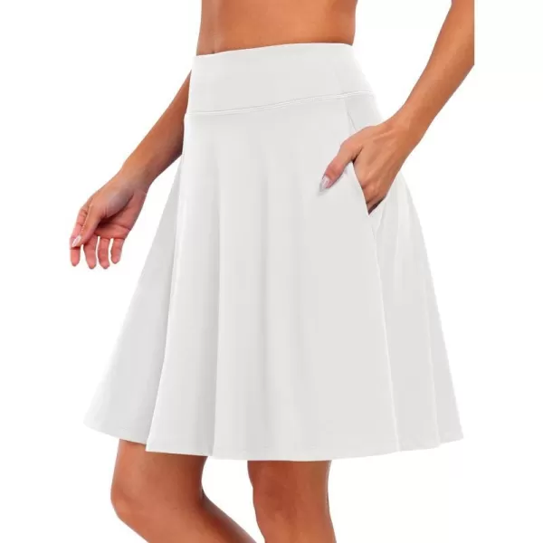 imageANRABESS Knee Length Skorts Skirts for Women with Pockets High Waisted Golf Tennis Skirts Casual Workout Builtin ShortsWhite