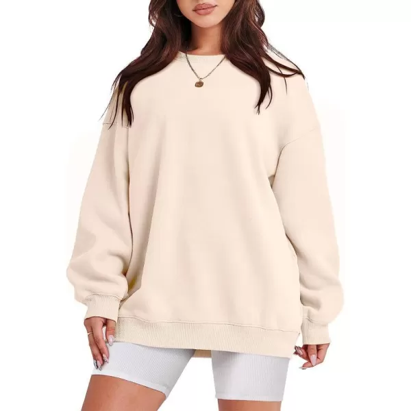 imageANRABESS Oversized Sweatshirt for Women Fleece Long Sleeve Crewneck Casual Pullover Top Fall 2023 Trendy ClothesApricot