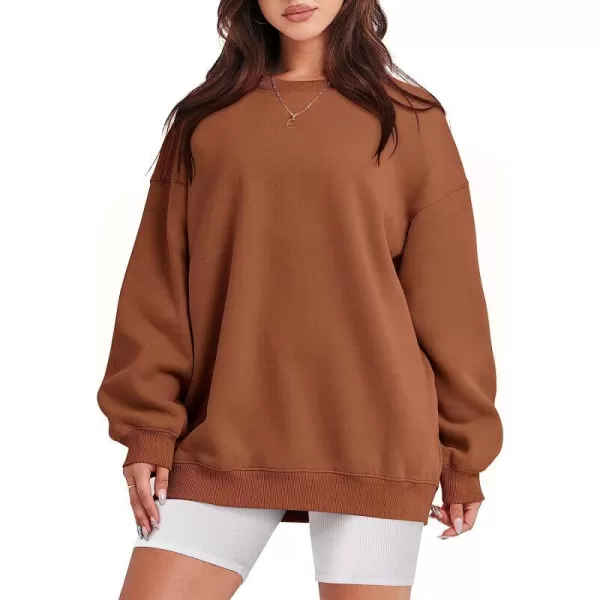 imageANRABESS Oversized Sweatshirt for Women Fleece Long Sleeve Crewneck Casual Pullover Top Fall 2023 Trendy ClothesCaramel