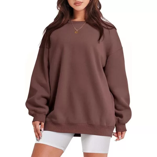 imageANRABESS Oversized Sweatshirt for Women Fleece Long Sleeve Crewneck Casual Pullover Top Fall 2023 Trendy ClothesCoffee
