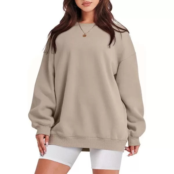 imageANRABESS Oversized Sweatshirt for Women Fleece Long Sleeve Crewneck Casual Pullover Top Fall 2023 Trendy ClothesLight Brown