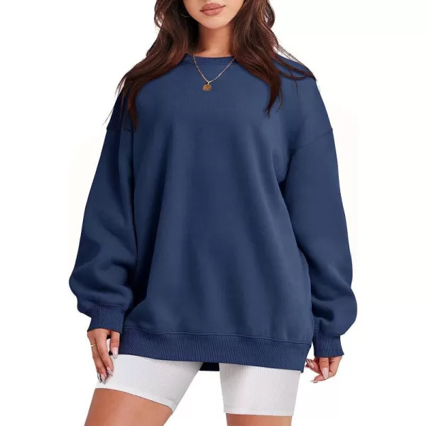 imageANRABESS Oversized Sweatshirt for Women Fleece Long Sleeve Crewneck Casual Pullover Top Fall 2023 Trendy ClothesNavy Blue