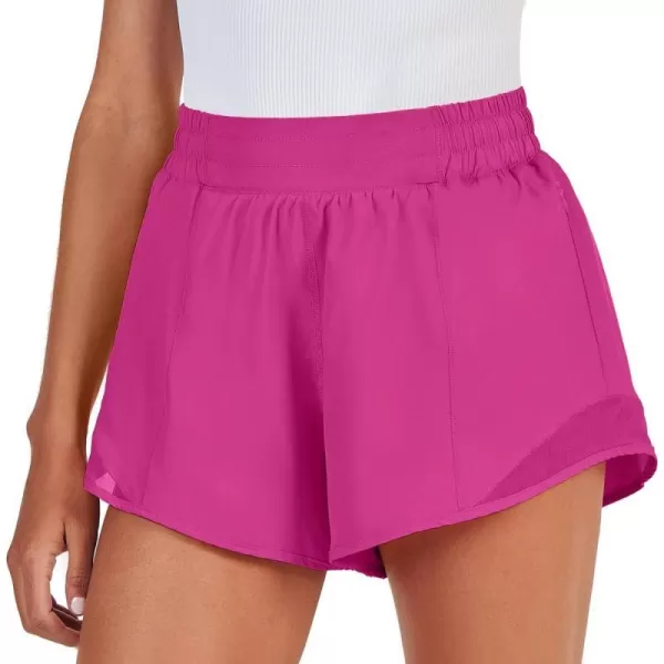 imageANRABESS Running Shorts for Women Quick Dry Athletic Sports Shorts Lightweight Active Workout Gym Shorts with Zip PocketHot Pink