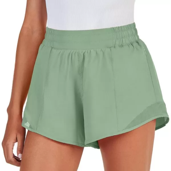 imageANRABESS Running Shorts for Women Quick Dry Athletic Sports Shorts Lightweight Active Workout Gym Shorts with Zip PocketLight Green