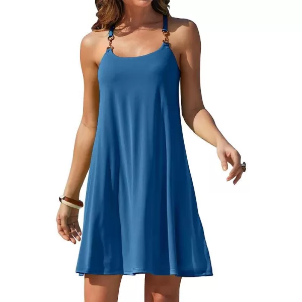imageANRABESS Summer Dress for Women Beach Cover Up Sleeveless Strap Tank Mini Sundress Resort SwimwearBlue