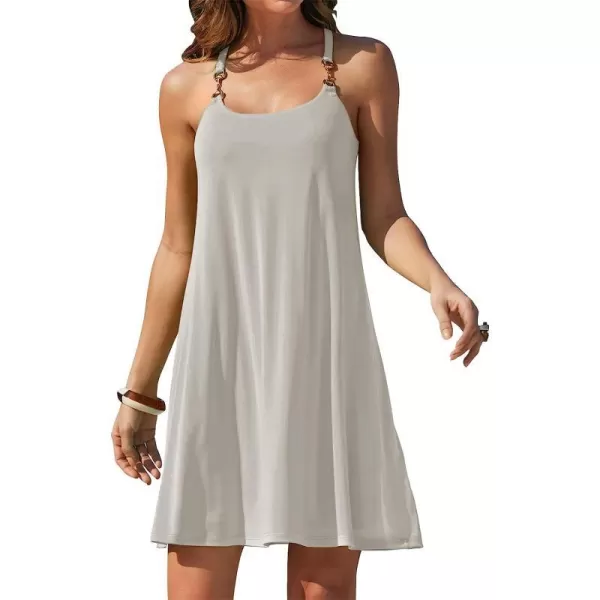 imageANRABESS Summer Dress for Women Beach Cover Up Sleeveless Strap Tank Mini Sundress Resort SwimwearGray