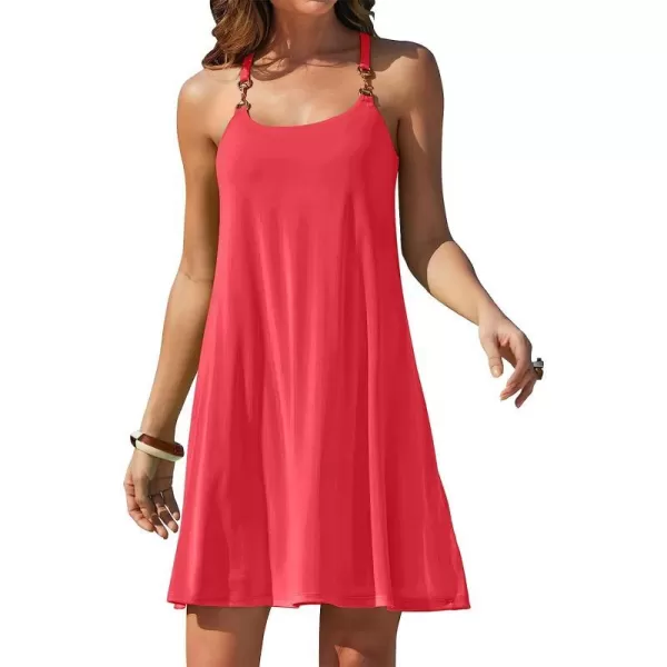 imageANRABESS Summer Dress for Women Beach Cover Up Sleeveless Strap Tank Mini Sundress Resort SwimwearPeach