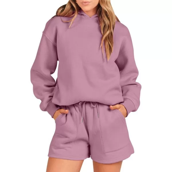 ANRABESS Women 2 Piece Outfits Hoodie Short Set Oversized Sweatshirt Shorts Sweatsuit Y2K Clothes
