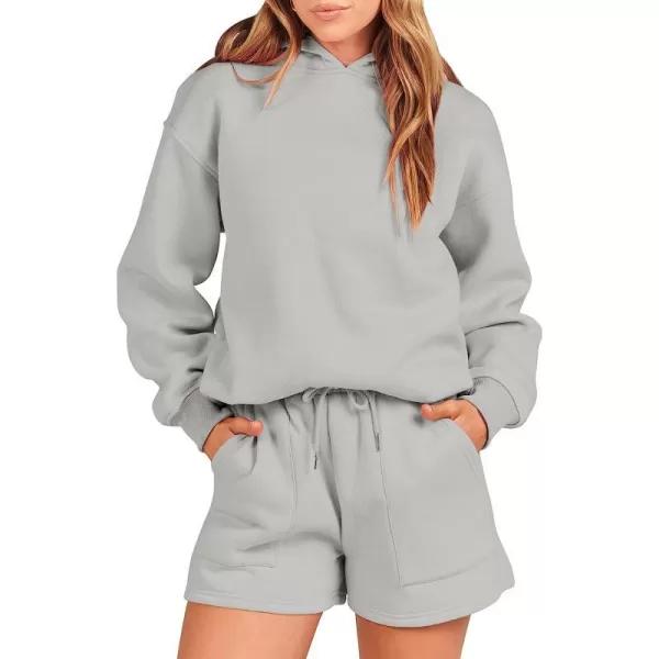 imageANRABESS Women 2 Piece Outfits Hoodie Short Set Oversized Sweatshirt Shorts Sweatsuit Y2K ClothesGrey