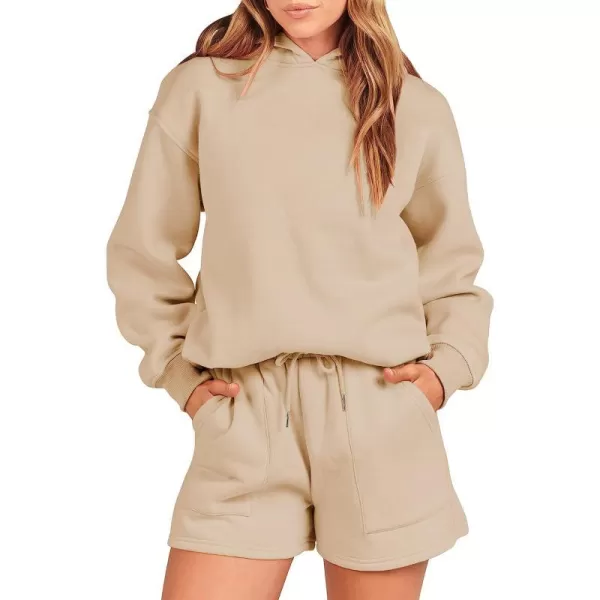 imageANRABESS Women 2 Piece Outfits Hoodie Short Set Oversized Sweatshirt Shorts Sweatsuit Y2K ClothesKhaki
