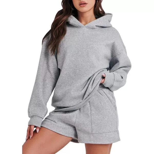 imageANRABESS Women 2 Piece Outfits Hoodie Short Set Oversized Sweatshirt Shorts Sweatsuit Y2K ClothesLigh Grey