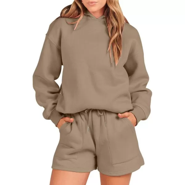 imageANRABESS Women 2 Piece Outfits Hoodie Short Set Oversized Sweatshirt Shorts Sweatsuit Y2K ClothesLight Brown