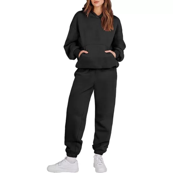 imageANRABESS Women 2 Piece Outfits Hoodie Sweatshirt Tracksuit amp Oversized Jogger Sweatpants Y2K Sweatsuit SetBlack