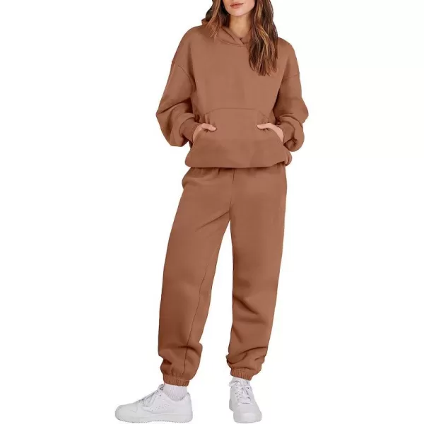 imageANRABESS Women 2 Piece Outfits Hoodie Sweatshirt Tracksuit amp Oversized Jogger Sweatpants Y2K Sweatsuit SetCoffee