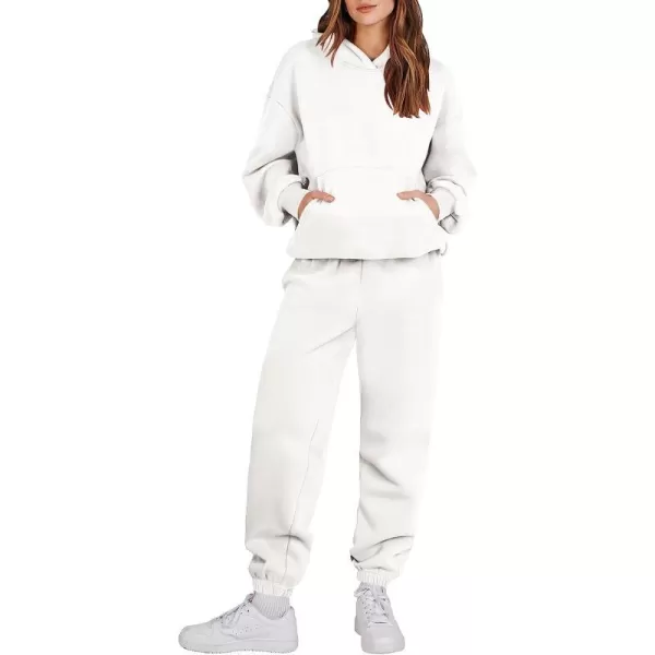 imageANRABESS Women 2 Piece Outfits Hoodie Sweatshirt Tracksuit amp Oversized Jogger Sweatpants Y2K Sweatsuit SetWhite