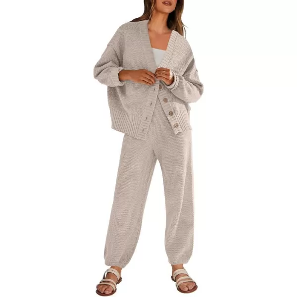 imageANRABESS Women 2 Piece Outfits Long Sleeve Cardigan Sweater Sets Casual Lounge Matching Clothes SetBeige