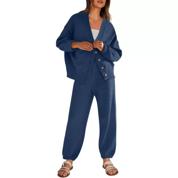 imageANRABESS Women 2 Piece Outfits Long Sleeve Cardigan Sweater Sets Casual Lounge Matching Clothes SetDusty Blue