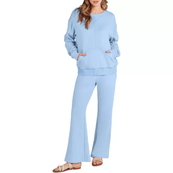 imageANRABESS Women 2 Piece Outfits Lounge Set Long Sleeve Sweatshirt With Pocket Wide Leg Pants matching Sets TracksuitBlue