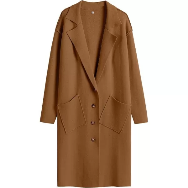 imageANRABESS Women Cardigans 2023 Trendy Sweater Coat Oversized Long Sleeve Button Down Lapel Open Front Jacket OutwearCaramel
