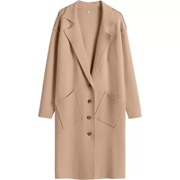 imageANRABESS Women Cardigans 2023 Trendy Sweater Coat Oversized Long Sleeve Button Down Lapel Open Front Jacket OutwearDeep Apricot