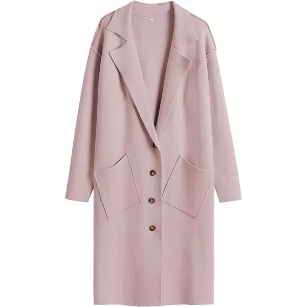 imageANRABESS Women Cardigans 2023 Trendy Sweater Coat Oversized Long Sleeve Button Down Lapel Open Front Jacket OutwearPink