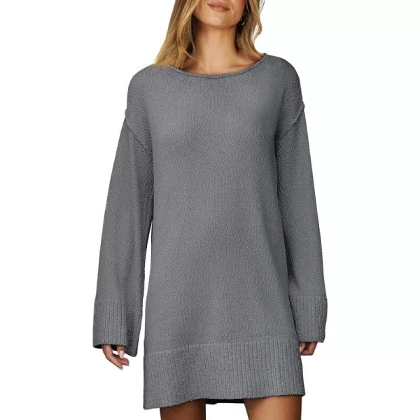 imageANRABESS Women Casual Crewneck Long Sleeve Oversized Chunky Sweater Mini Dress Winter Loose Slouchy Soft TunicDeep Gray