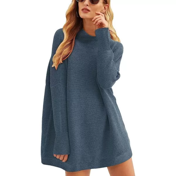 imageANRABESS Women Casual Turtleneck Batwing Sleeve Slouchy Oversized Ribbed Knit Tunic Sweaters PulloverNavyblue