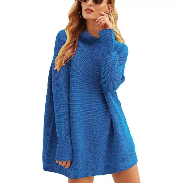 imageANRABESS Women Casual Turtleneck Batwing Sleeve Slouchy Oversized Ribbed Knit Tunic Sweaters PulloverRoyal