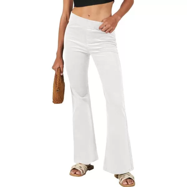 imageANRABESS Women Corduroy Flare Pants High Waist Bell Bottom Casual Baggy Y2K Skinny JeansWhite