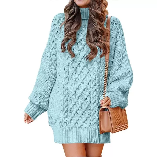 imageANRABESS Women Fall Winter Long Sleeve Oversized Turtleneck Cable Knit Chunky Pullover Sweater DressBlue