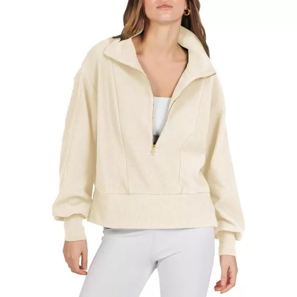 ANRABESS Women Half Zip Cropped Sweatshirt Casual Fleece Quarter Zip Up Rib Knit Pullover 2023 Fall Clothes