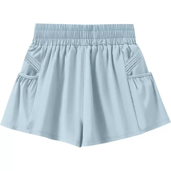 imageANRABESS Women High Waisted Quick Dry Flowy Shorts Gym Workout Running Athletic Short with PocketsSky Blue