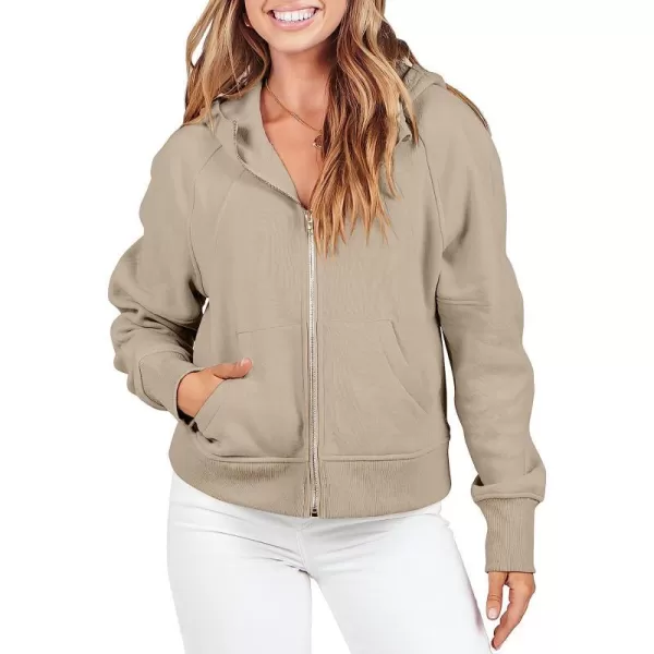 imageANRABESS Women Hoodies Fleece Lined Full Zipper Sweatshirts Long Sleeve Crop Tops Clothes Sweater Thumb HoleCamel