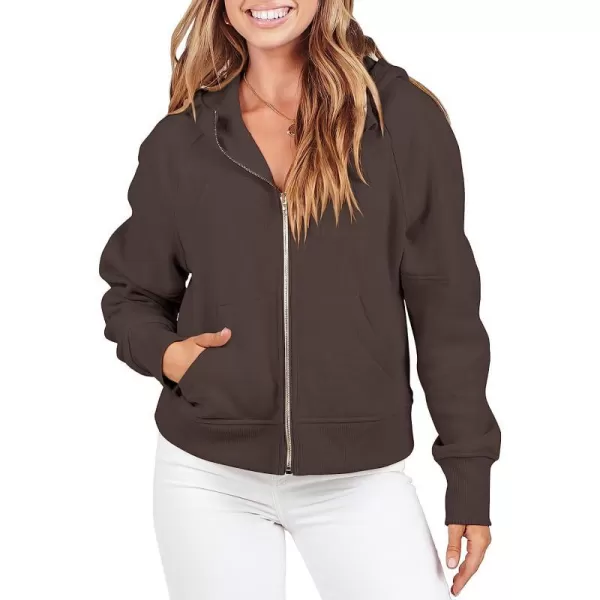 imageANRABESS Women Hoodies Fleece Lined Full Zipper Sweatshirts Long Sleeve Crop Tops Clothes Sweater Thumb HoleCoffee