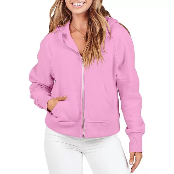 imageANRABESS Women Hoodies Fleece Lined Full Zipper Sweatshirts Long Sleeve Crop Tops Clothes Sweater Thumb HolePink