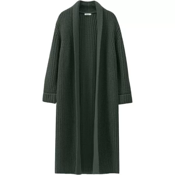 imageANRABESS Women Knit Long Cardigan Long Sleeve Open Front Lapel Oversized Sweater Coat 2023 Fall ClothesArmy Green