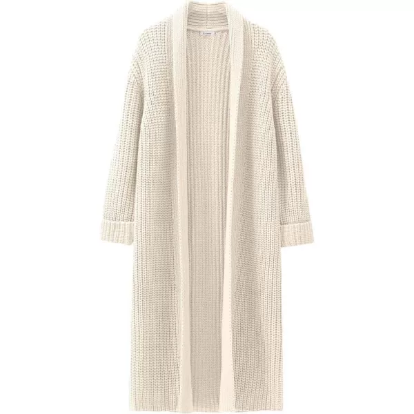 imageANRABESS Women Knit Long Cardigan Long Sleeve Open Front Lapel Oversized Sweater Coat 2023 Fall ClothesBeige