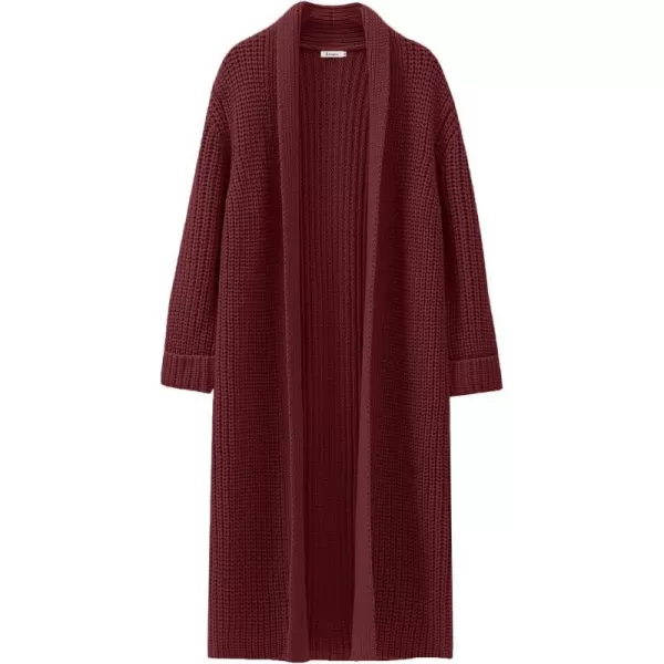 imageANRABESS Women Knit Long Cardigan Long Sleeve Open Front Lapel Oversized Sweater Coat 2023 Fall ClothesBurgundy